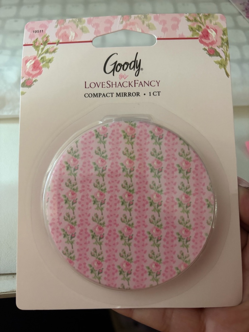 LoveShackFancy x Goody Pink Floral Compact Mirror